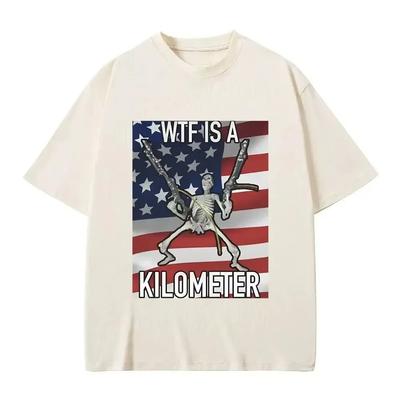 WTF Ist Ein Kilometer Horror Lustiges Skelett Meme T-Shirt Damen Mode T-Shirt Lässig Baumwolle Kurzarm Übergroßes T-Shirt