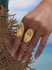 Adjustable Stainless Steel Chunky Rings For Women 18k Gold Plated With Shell Bead Waterproof No Tarnish Women's Large Oval Ring