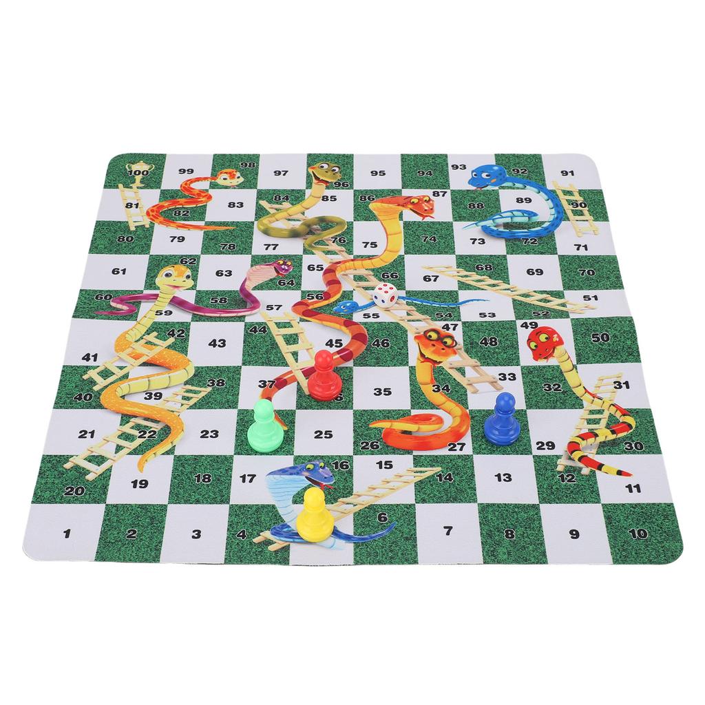 Snakes and Ladders Board Game Set 35cm Rubber Portable Board Game Set for Home Travel Picnic