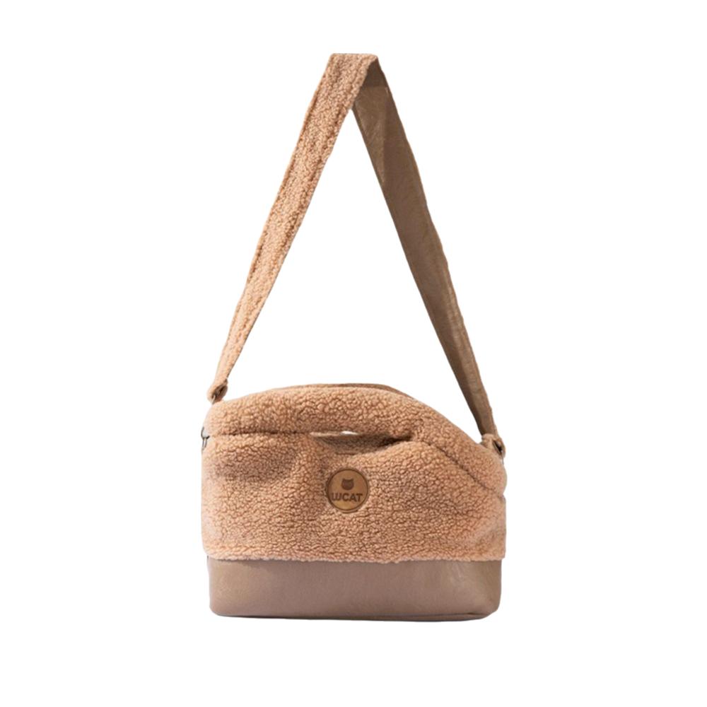 

Soft Pet Carrier Bag Thickened Plush Pet Tote Bag Pet Outing Bag Cat Handbag for Cats and Dogs S коричневый