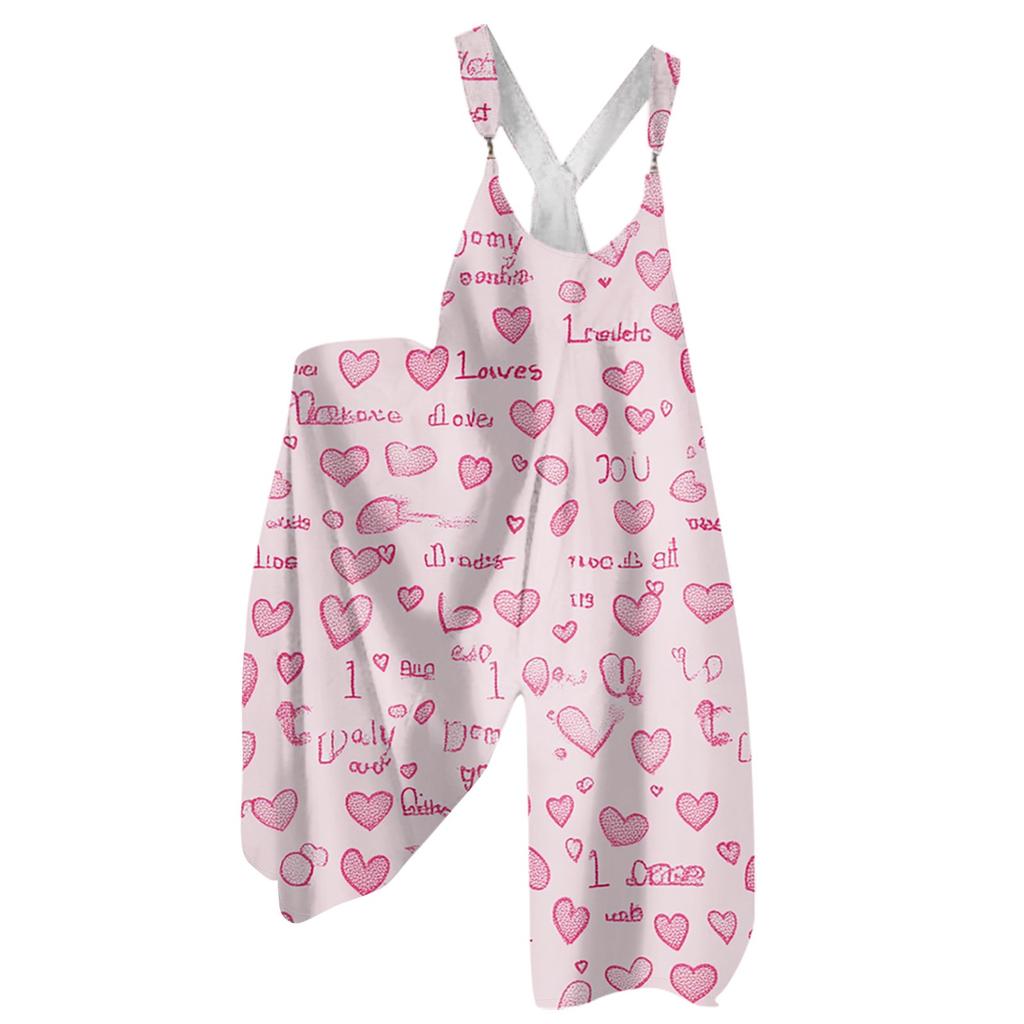 Moda Damska ul. Patrick Print Casual Luźny Kombinezon z Szerokimi Nogawkami