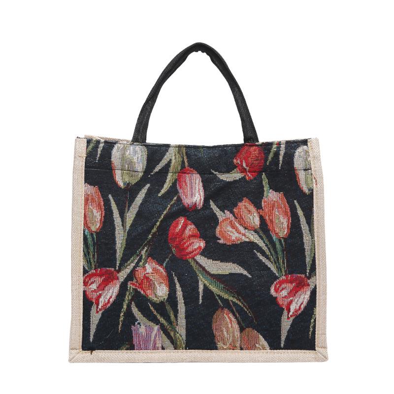 Linen Handbag Bag New Student Versatile Fashion Small Satchel Girl Hand Carry Burlap Bag