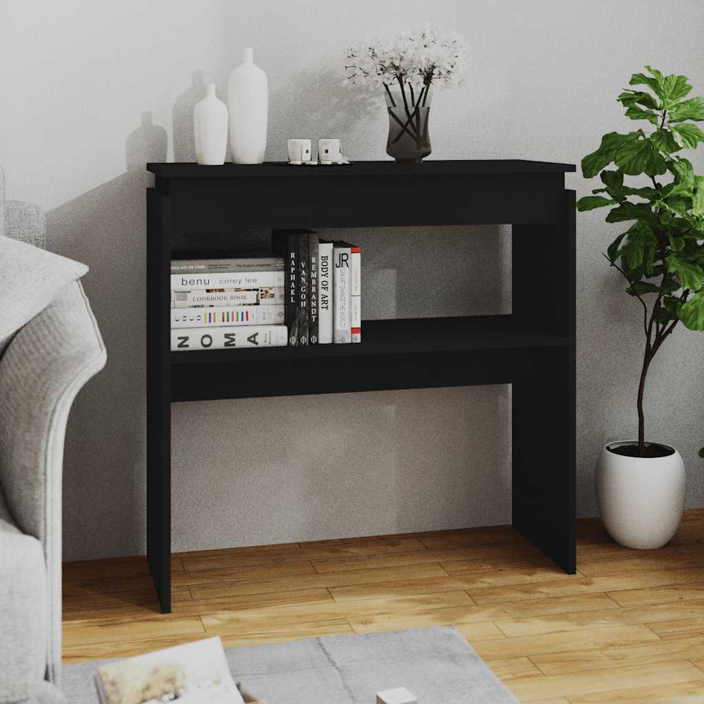 Vidaxl Stolik Konsolowy, Czarna, 80X30X80 Cm, Materiał Drewnopochodny