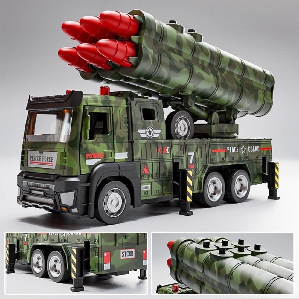 1:32-Raketenwerfer-LKW Raketenwerfer LKW Modell Spielzeug Militärfahrzeug Sound Licht Rückziehmodelle Kinder Geschenke