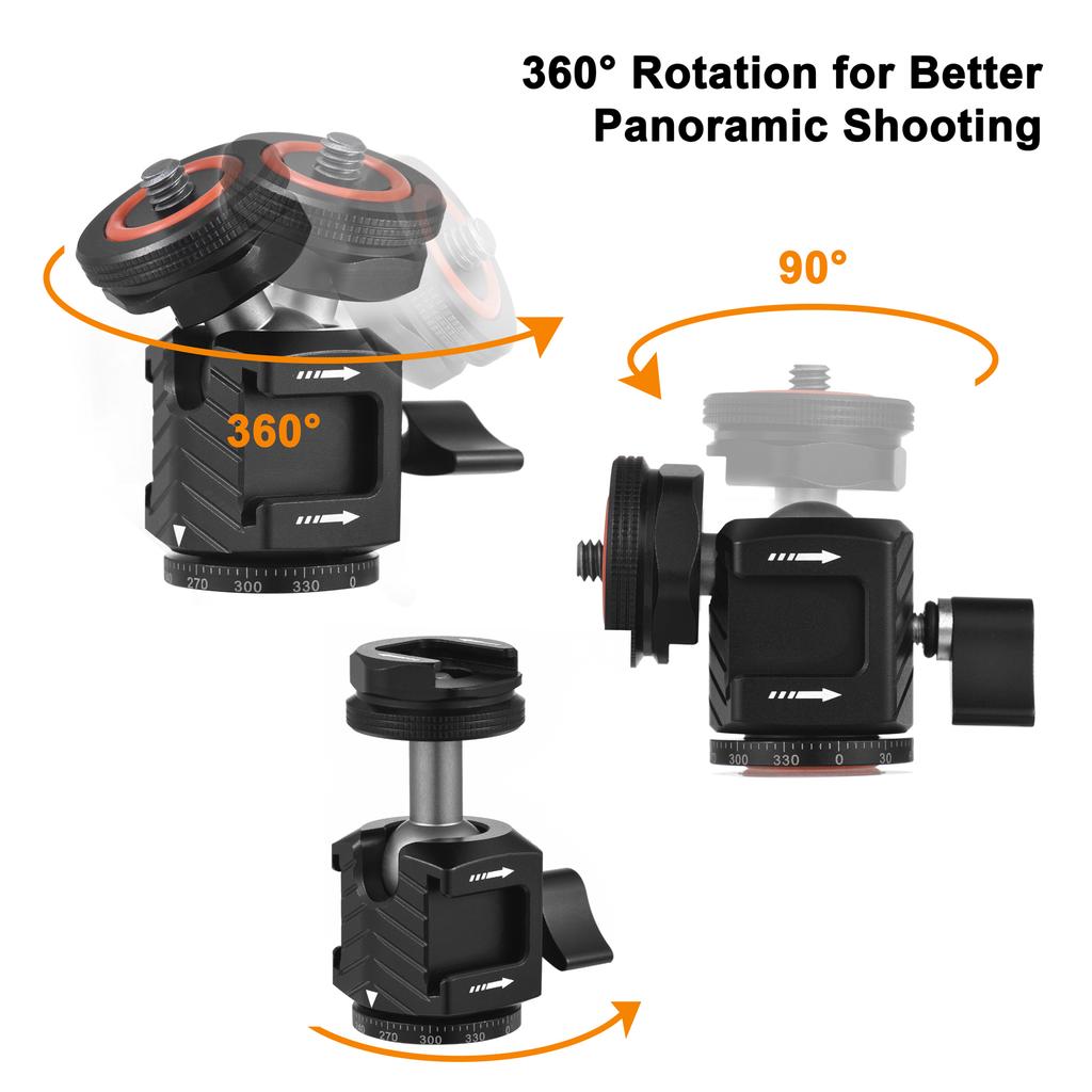 Multi functional Mini Ball Head 360 degrees Rotatable Aluminum Alloy Ballhead Adapter Tripod Head 1 4 Inch Screw &