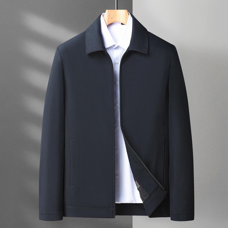 Men's Spring & Autumn Turn-Down Collar Jacket for Ages 40-80 - Stylish Business Suit for Mature Gentlemen