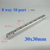 (Port To Port 45mm)30x30mm G1/2" In G1/4" Out 2-12 Way Aluminium Alloy Distributor Manifold Splitter Block Pneumatic Air Fitting