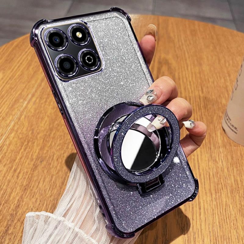 Airbag Glitter Shockproof Silicone Case For Moto G86 G56 G05 G24 G34 G14 G04 G84 G54 E14 E15 Mirror Magnetic Holder Stand Cover