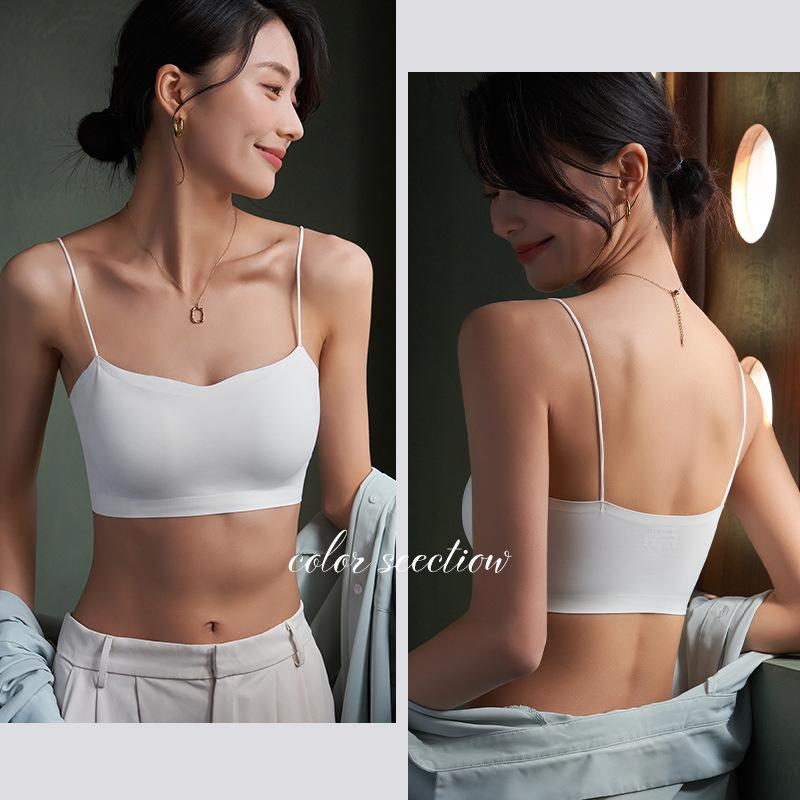Thin Shoulder Strap Beautiful Back Underwear Women's Summer Thin Seamless Tube Top New Popular Small Chest Gathering Bra