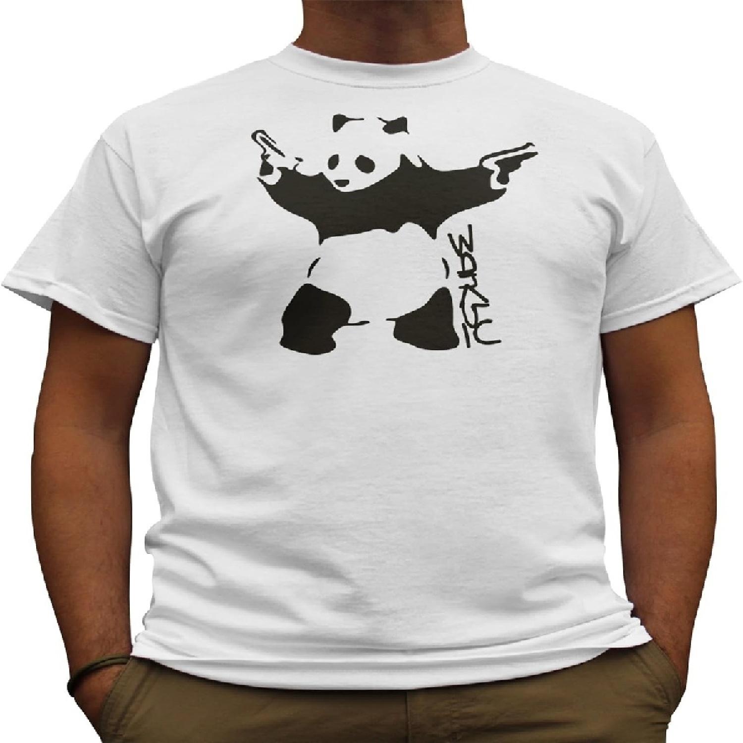 Nutees Banksy Panda Mens T-Shirt XXXXXL белый
