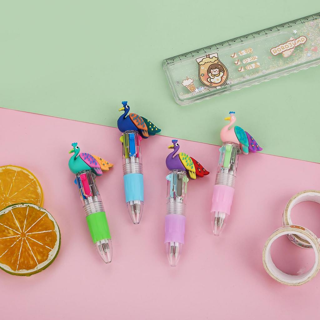 Korean Cute Animal Head 4-Color Click Ballpoint Pen