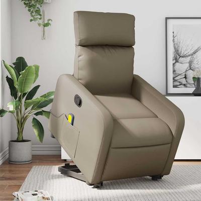 Vidaxl Lift and Massage Recliner, Cappuccino, Faux Leather