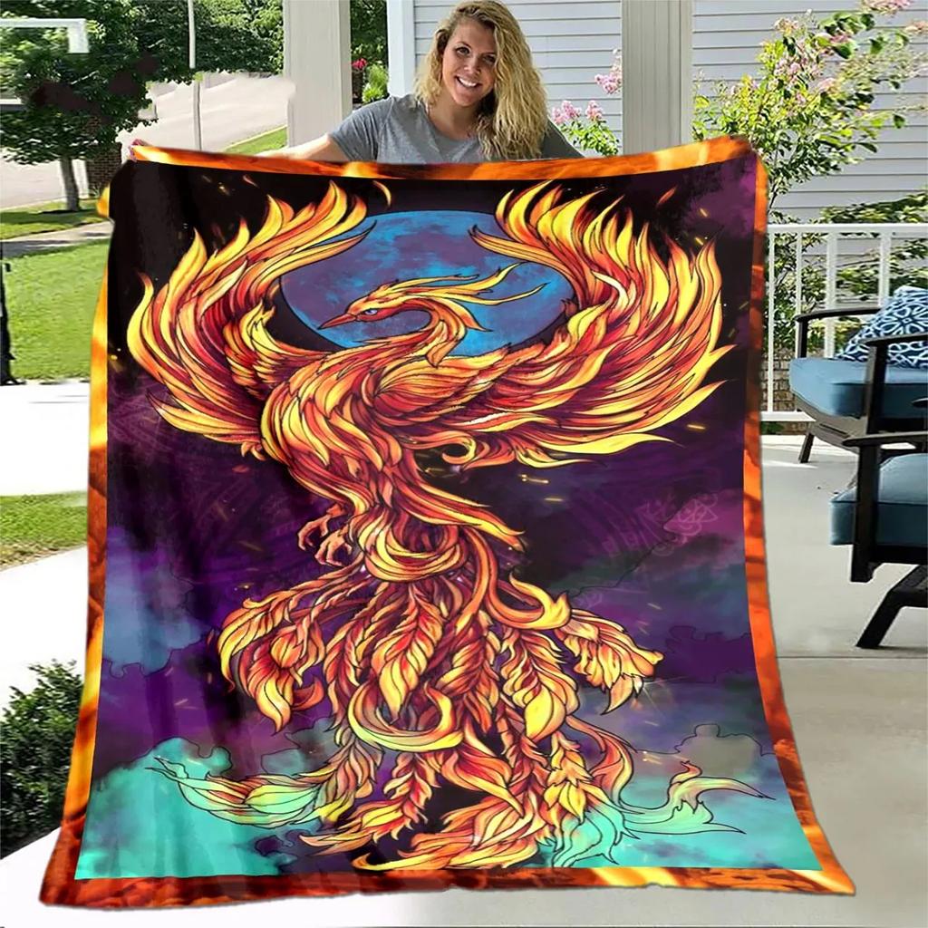 Inferno Phoenix Series digitalprinted polyester Bedroom velvet flannel cover blanket Fleece soft sofa cover blankets for beds