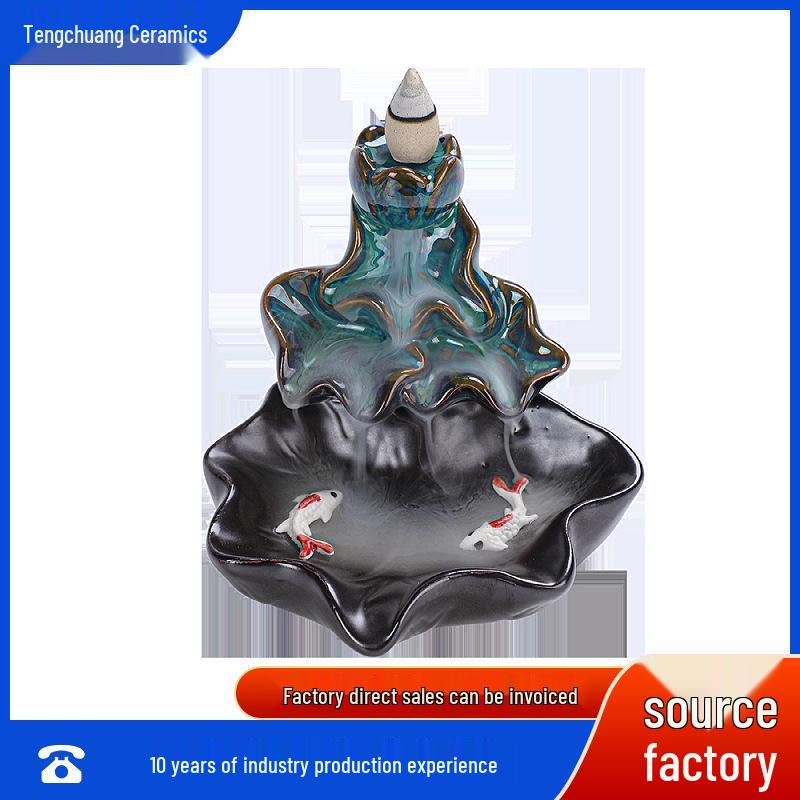 Zen Sandalwood Backflow Incense Burner for Indoor Use - Creative Ornament with Scented Oil Burner for Tea Ceremonies.