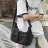 Men Solid Color Shoulder Bag Women Large Capacity Water-Repellent Commuter Crossbody Bag