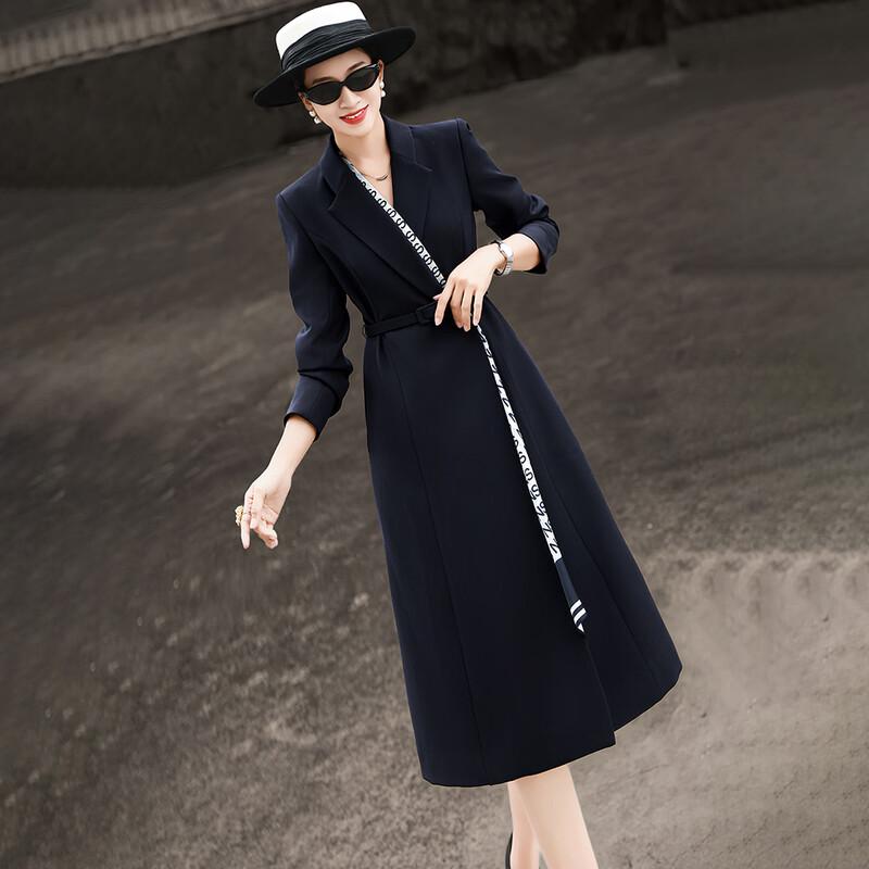 Women s Elegant Scarf-Patchwork Blazer Dress XL