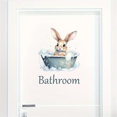 Cartoon Niedliche Tiere Hase Wandaufkleber Für Badezimmertür Dekoration Wohnzimmer Kinderzimmer Wandtattoos