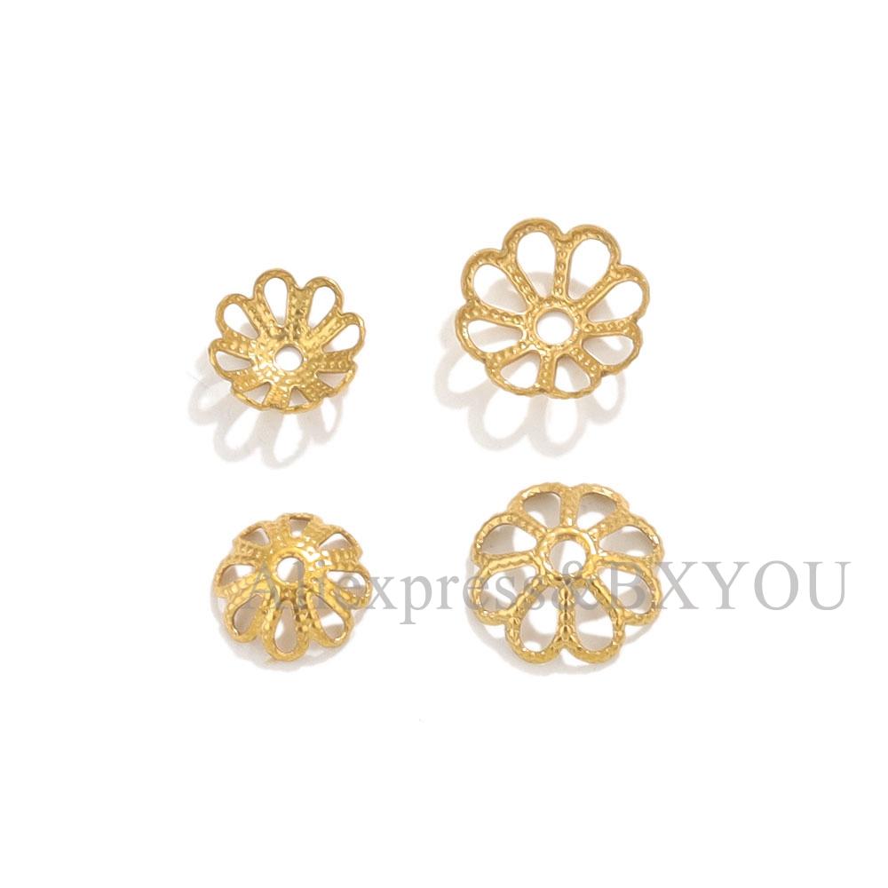 50Pcs/Lot Stainless Steel Flower Petal End Spacer Beads Caps Charms Bead Cups For Jewelry Making Supplies Findings Accessories