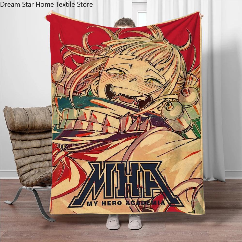 Vintage M-My-Hero-Academia 3D Printed Flannel Blanket Living Room Sofa Bed Camping Picnic Warm Blanket Holiday Gifts