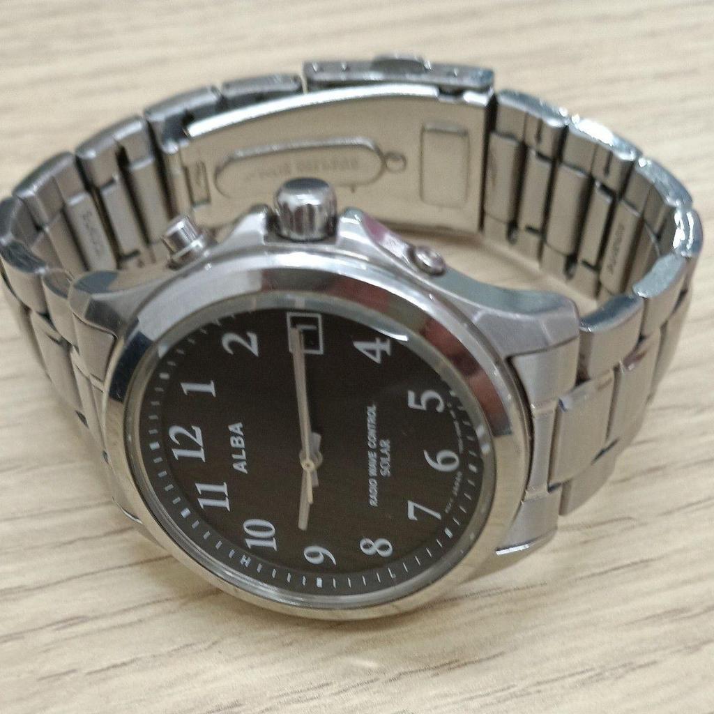 Used ALBA Alba Radio Solar Watch Men's Silver AEFY501