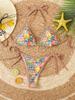 Triangle Cup Print Sexy Bikini Split Swimsuit