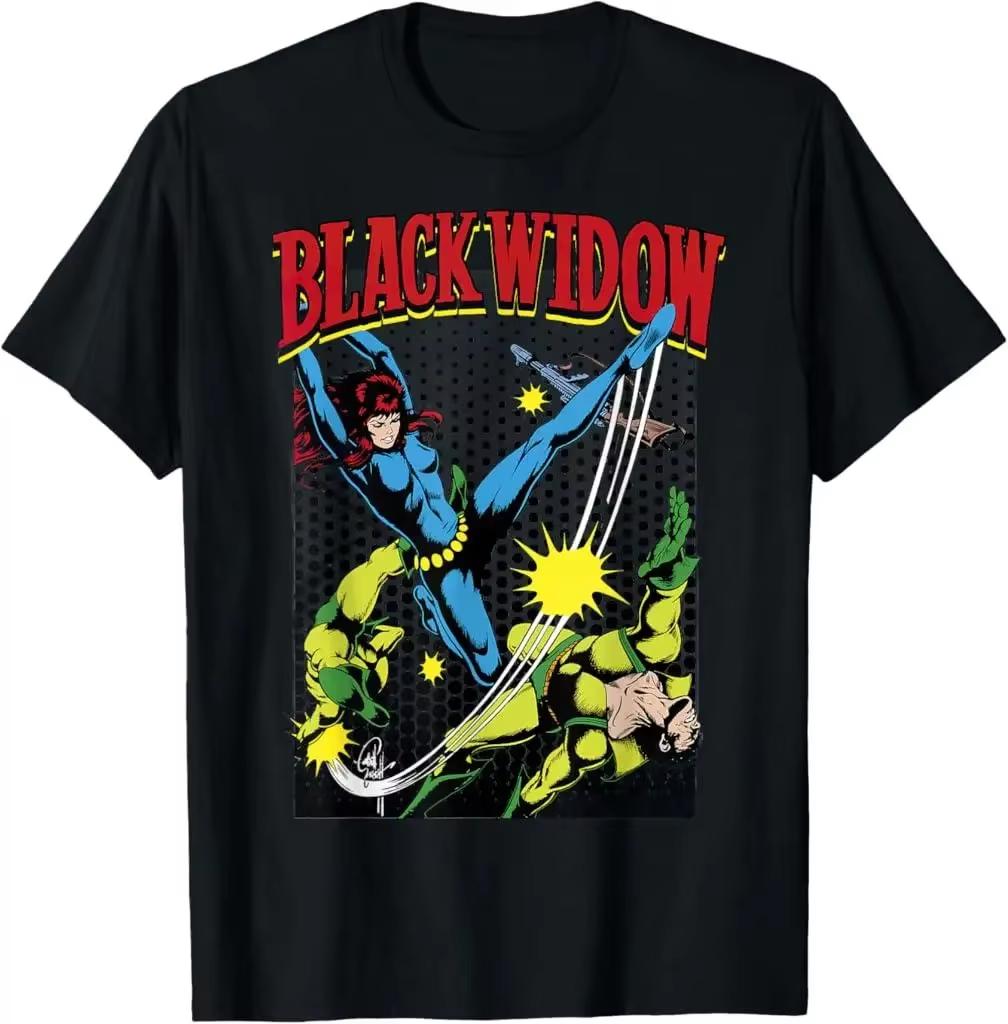 

2026 new Marvel Black Widow pattern highquality cotton superhero Tshirt for comic art enthusiasts collectors and casual wear M