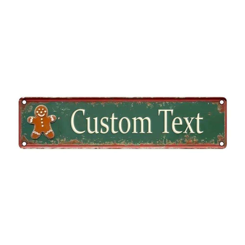 16x4In 2D Flat Classic Santa Aluminum Sign Custom Text Christmas Wall Decor