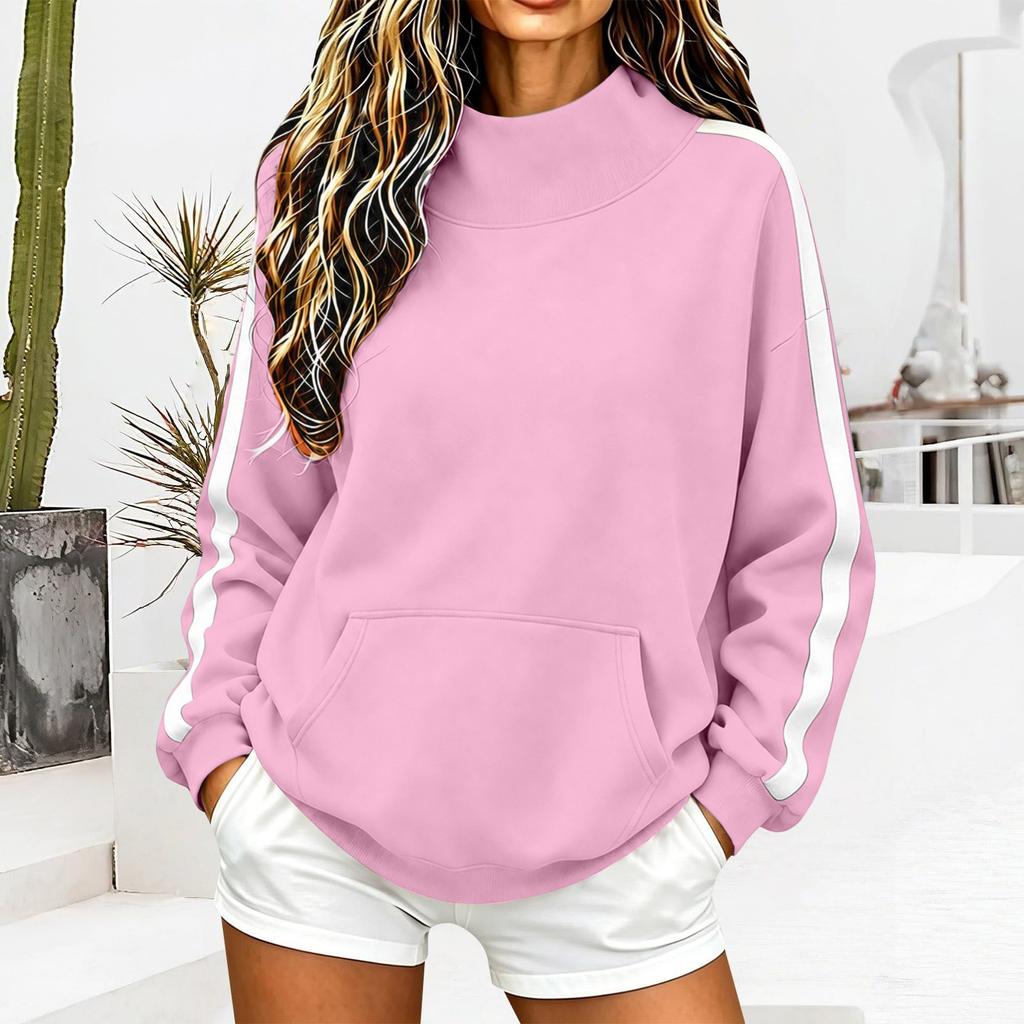 Lässiges Damen-Sweatshirt mit langen Ärmeln und hohem Kragen für den Alltag