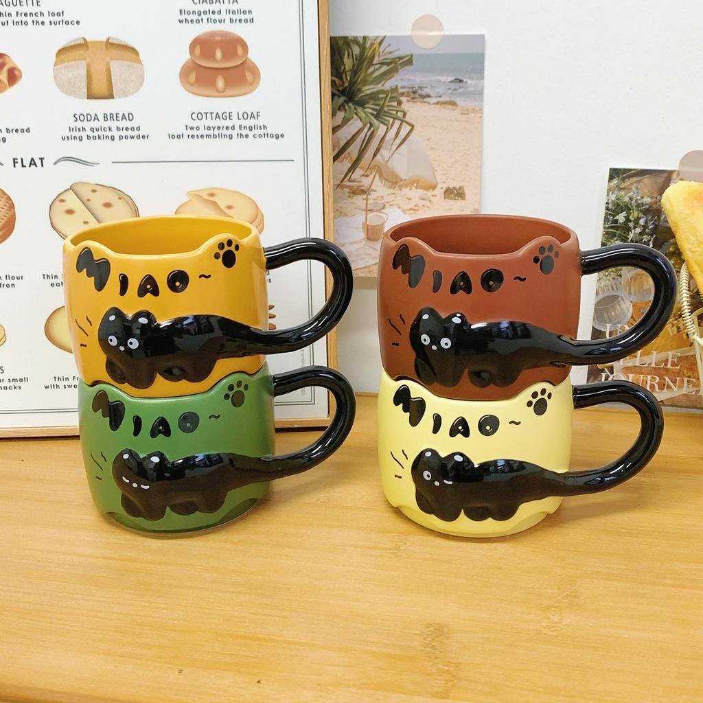 Senso del Design Gatto Tazza Impilabile Alto Valore Tazza in Ceramica Coppia Tazza per Bere Acqua Domestica Tazza per Caffè Colazione Uomo