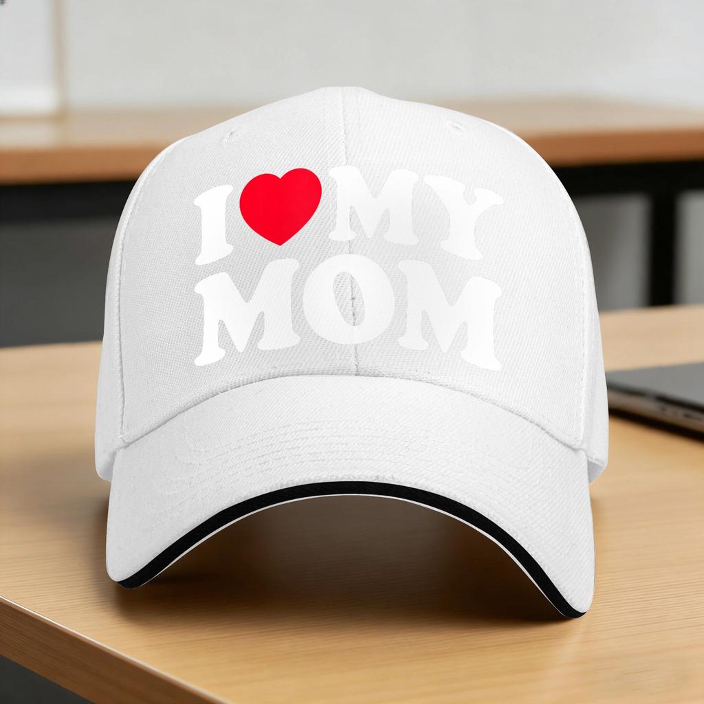 Summer I Love My Mom Baseball Cap Unisex Women I Heart My Mom Mothers Day Sun Trucker Hat Breathable Baseball Caps