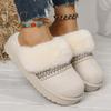 Ethnic Style Cotton Slippers Women Wear Retro Non-slip Thick-soled Fleece Warm Confinement Shoes Outside The Home In Winter