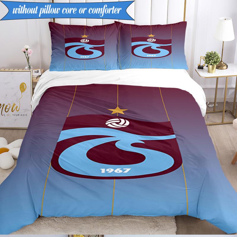 3PCS Trabzonspor Crest Emblem Bedding Set 2D Printing (Includes 1 Duvet Cover + 2 Pillowcases Coreless), Bedroom decor,Fan gift