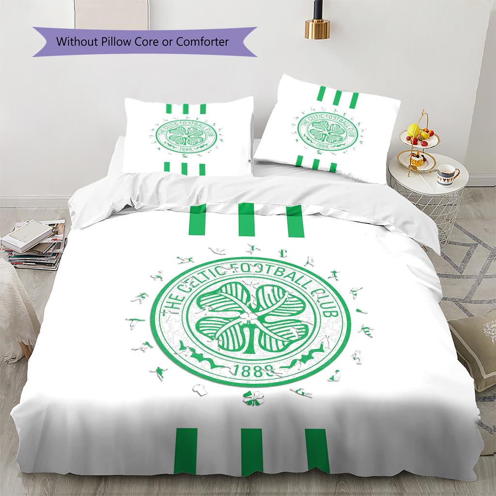 Celtic Football Club Muster Bettwäsche Steppdecke Set Heimdekoration Geschenk (1 Bettbezug + 2 Kissenbezüge (ohne Füllung)).xwn
