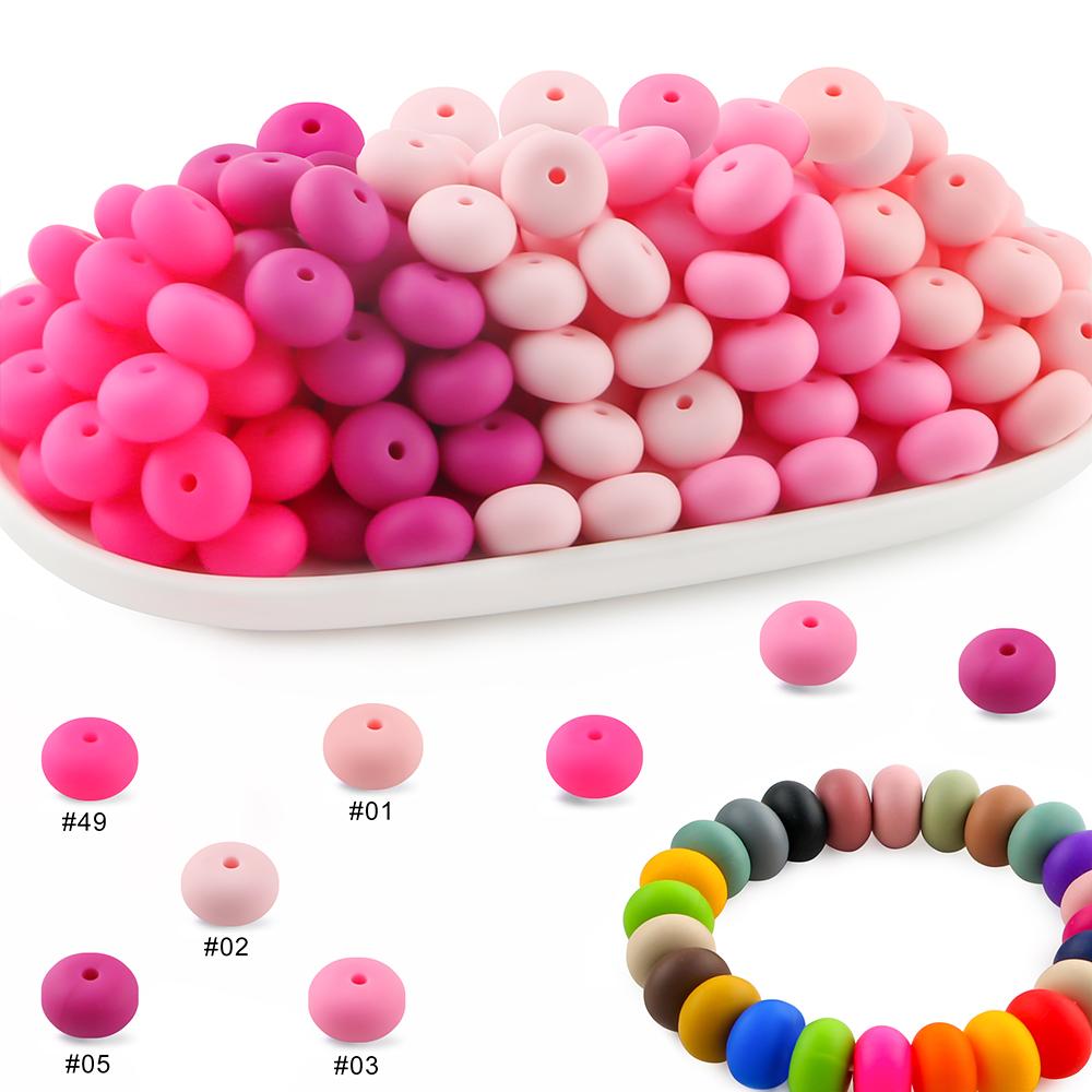 25Pcs/lot 14mm Abacus Silicone Lentil Beads Loose Bead For Jewelry Making DIY Jewelry Accessories Keychain Beaded Pen Bracelets