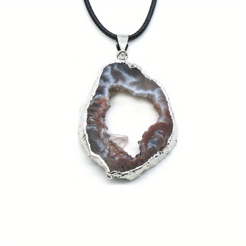 Natural Agate Geode Crystal Pendant Necklace for Women Irregular Raw Mineral Silice Agat Quartz Pendulum Jewelry Healing Crystal