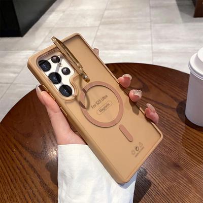 Metal Lens Holder Frosted Skin Magnetic Suction Case for IPhone16promax for Apple Mobile Phone Case Strong Magnetic Suction