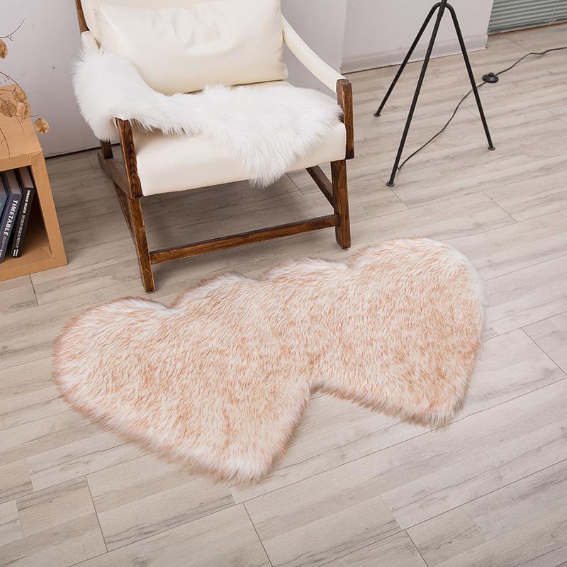 Tappeto in Lana Sintetica a Forma di Cuore Doppio - Tappeto per Soggiorno, Camera da Letto, Divano, Tavolino, Tappetino Spesso per Pavimento