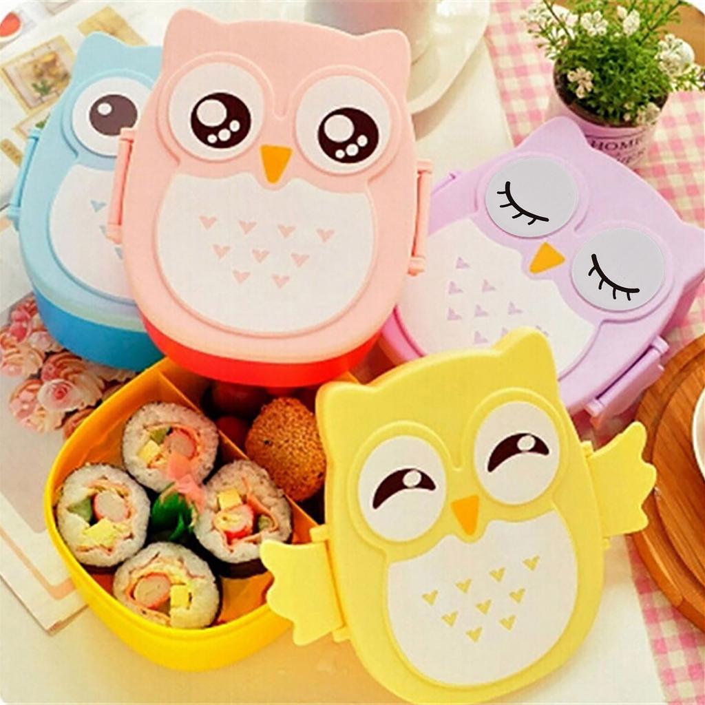 Owl Kids Lunch Box Food Container Storage Box Portable Lunch Box
