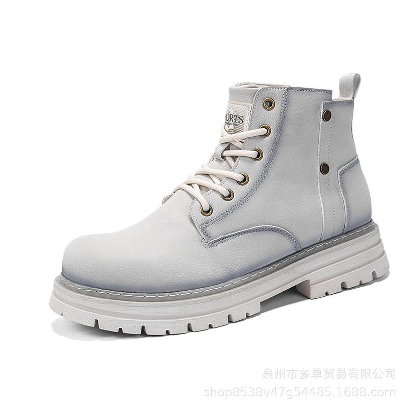 Men's Outdoor High-quality Locomotive Rhubarb Boots Thick-soled Non-slip and Wear-resistant Boots Martin Boots