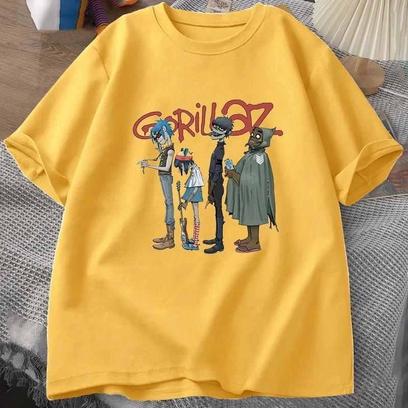 

Музыкальная группа Gorillaz Панк-рок Футболка Женская Летняя 90-х Круглый вырез Хлопок Короткий рукав Футболка Одежда Ретро Оверсайз Y2K Одежда Футболка 4XL