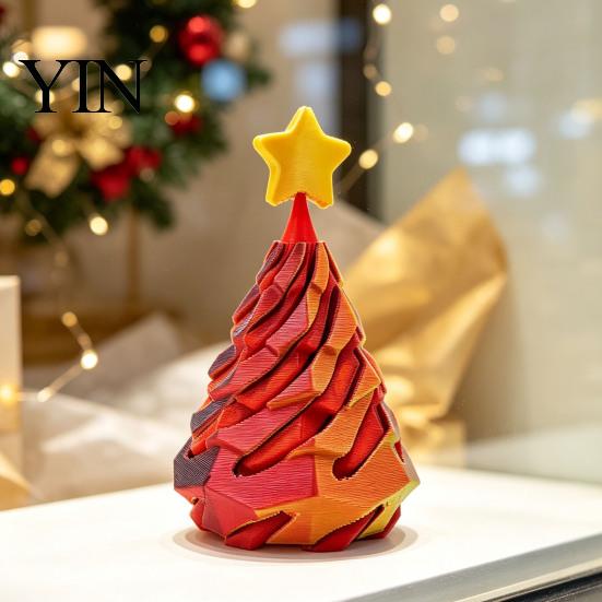 Christmas Tree Desktop Ornament Spiral Fidget Toy, 3D Printed Mini Xmas Stress Relief Cone Ornament, Toy for Desk Decoration