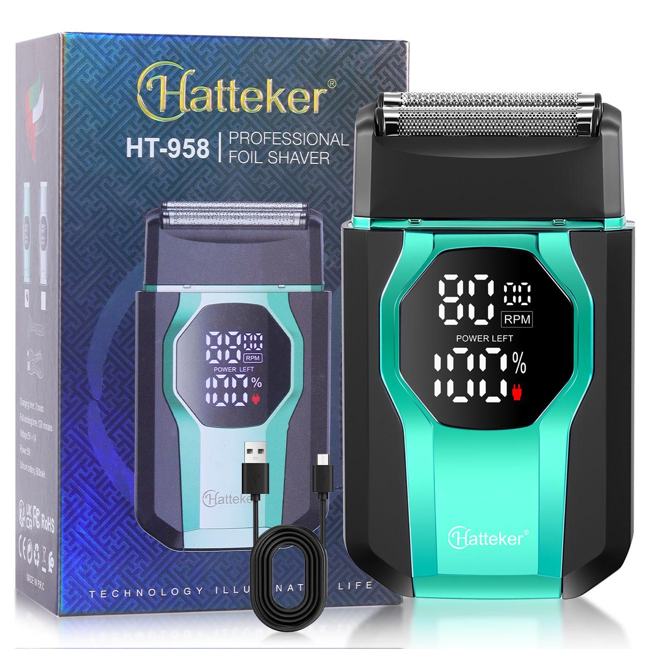 

Hatteker Professional Foil Shaver with Digital Display, USB Rechargeable Electric Razor for Men HT-958 синій