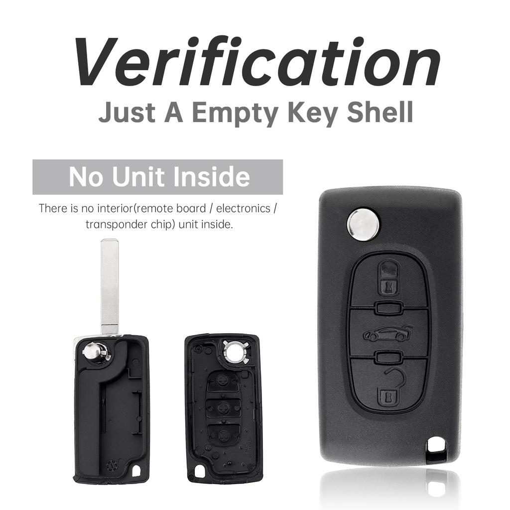 3tlačítkový náhradní skládací klíček do auta pro 207 307 308 407 / Citroen C1 C2 C3 C4 s kroužkem na klíče, šroubovákem, skořepina klíče do auta odolná proti opotřebení