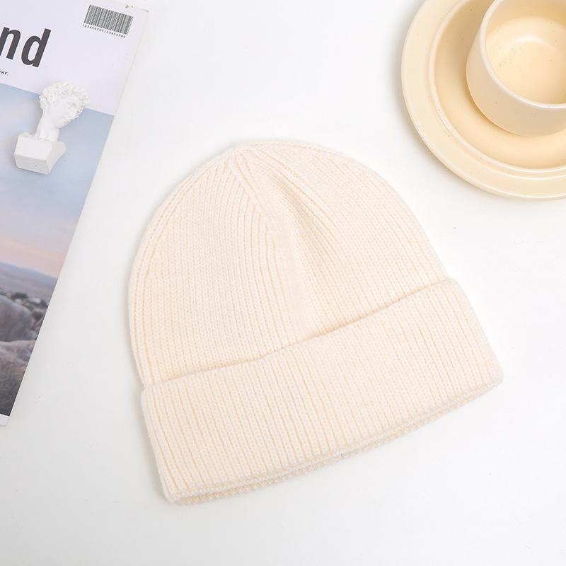 Czapka damska zimowa Jasna Płytka Ciepła Jednolity Kolor Czapka Dzianinowa Styl Koreański Studentka Urocza Para Melonowa Skóra Właściciel Wełniana Czapka Męska
