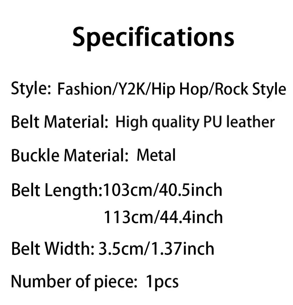 Cintura Trendy con Borchie, Cintura Stile Heavy Metal, Cintura Unisex Stile Punk Rock, Cintura per Jeans, Cintura Stile Y2K, Cintura Decorativa alla Moda
