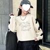 Girls' Bow Sweatshirt - 2025 Autumn, Chic Loose Fit, Korean Style Long Sleeve Top for Spring/Fall.