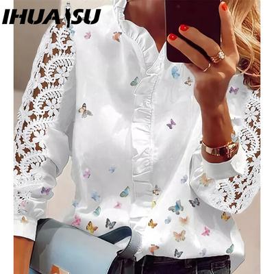 Spring Elegant Style Flower Yao Long Sleeve Lotus Collar Conventional Women's Shirt Women's Style