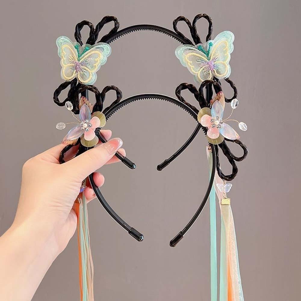 Chinese Style Butterfly Ribbon Headband Hair Bands for Children  Hair Accessories