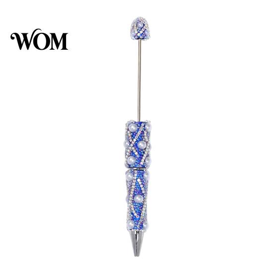 Handmade Jewelry Writing Pens DIY Beadable Pen, Bling Rhinestones And Faux Pearls Beaded Gift Ideas Black Ink Ballpoint Pen for Office School Supplies