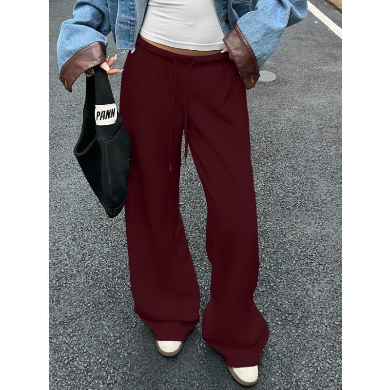 2025 Early Autumn New Style Retro Mid-low Waist Lazy Style Sweatpants Versatile Drapey Sports Casual Pants